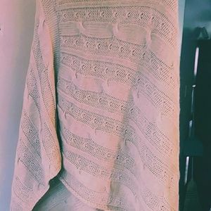 Stambecco beige sweater poncho with cowl neck